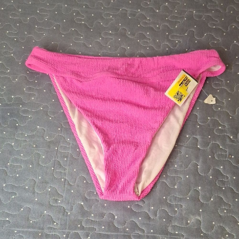 Pink Textured Bikini Bottom size medium